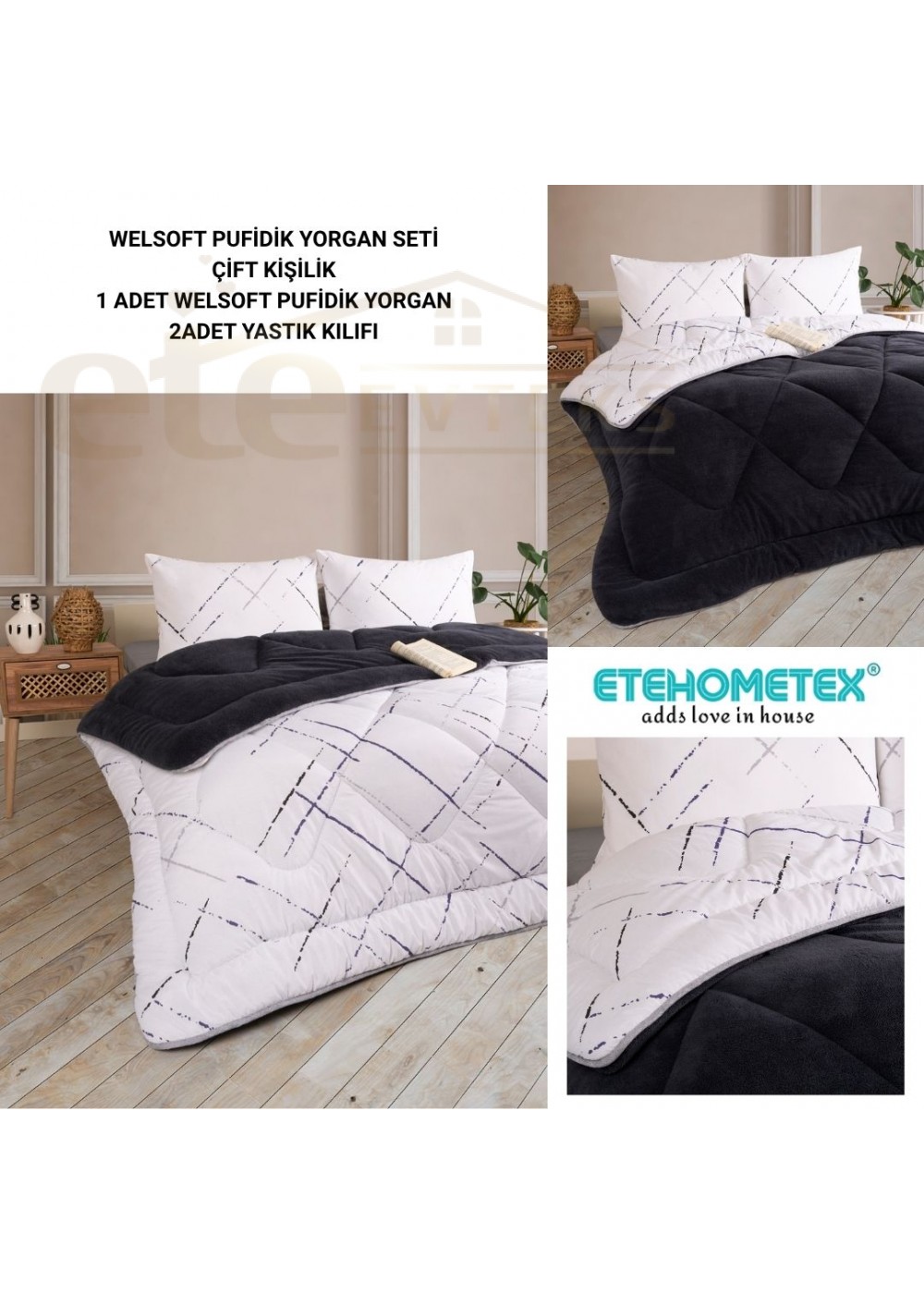 ETE HOMETEX ÇİFT KİŞİLİK LÜX WELSOFT YORGAN 195X215CM YANSIMA ANTRASİT 8696474231938 ETE HOMETEX ÇİFT KİŞİLİK LÜX WELSOFT YORGAN 195X215CM YANSIMA ANTRASİT 8696474231938